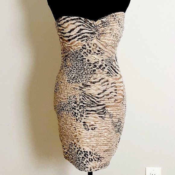 Strapless Animal Print Halter Dress Size L - Picture 4 of 4
